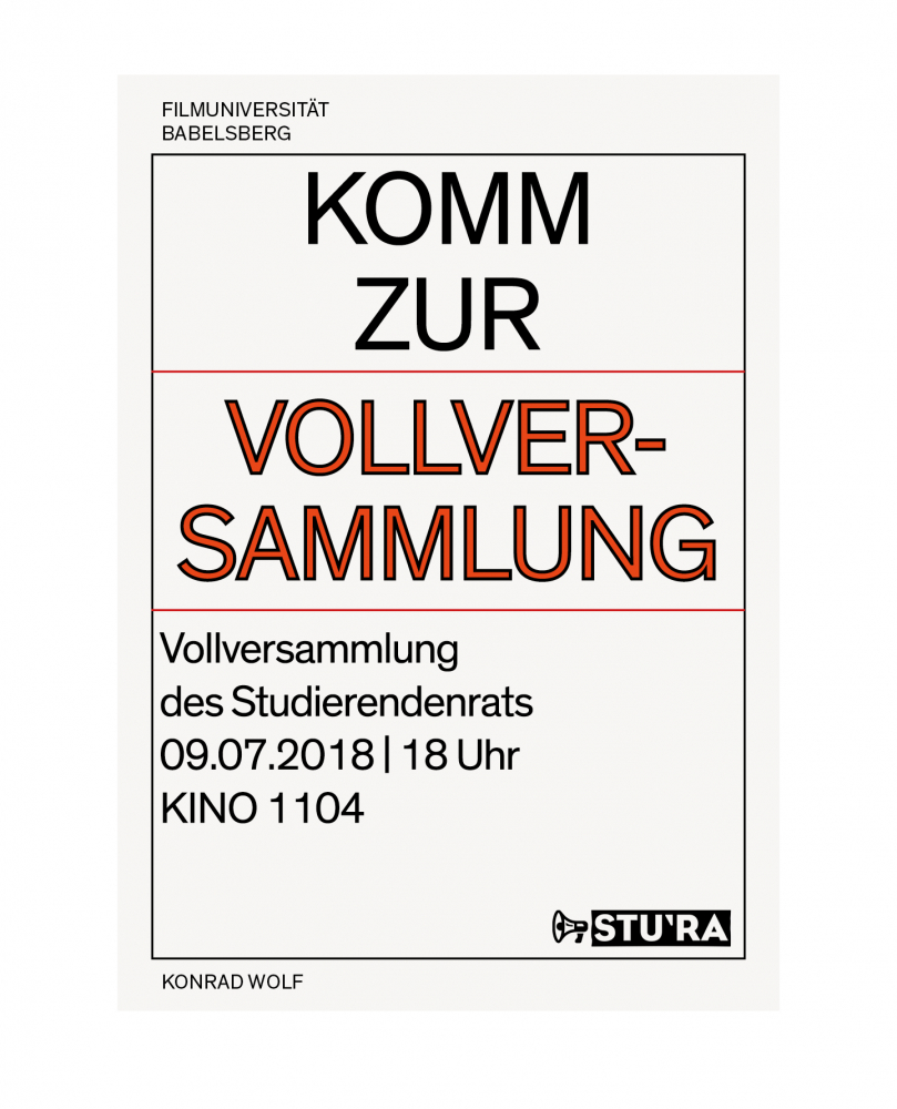 Filmuniversität Branding Proposal Plakat Vollversammlung – Uthmöller und Partner