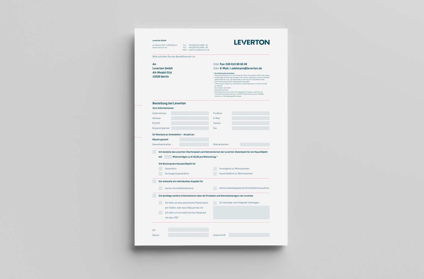 Leverton Corporate Design Formular – Uthmöller und Partner