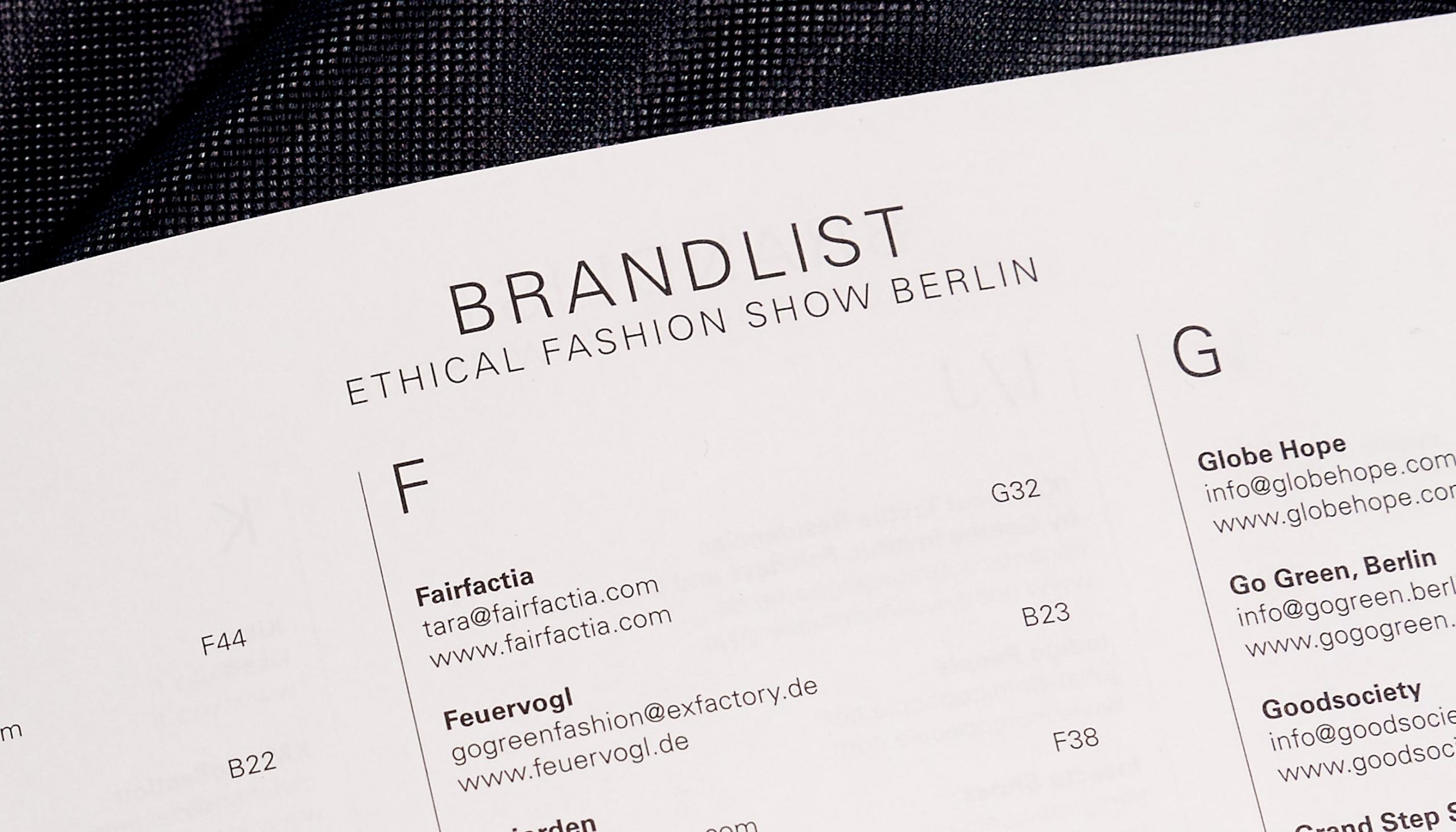 Messe Frankfurt – Ethical Fashion Show und Green Showroom Brandbook Detail Typografie 2018 Eingang – Uthmöller und Partner